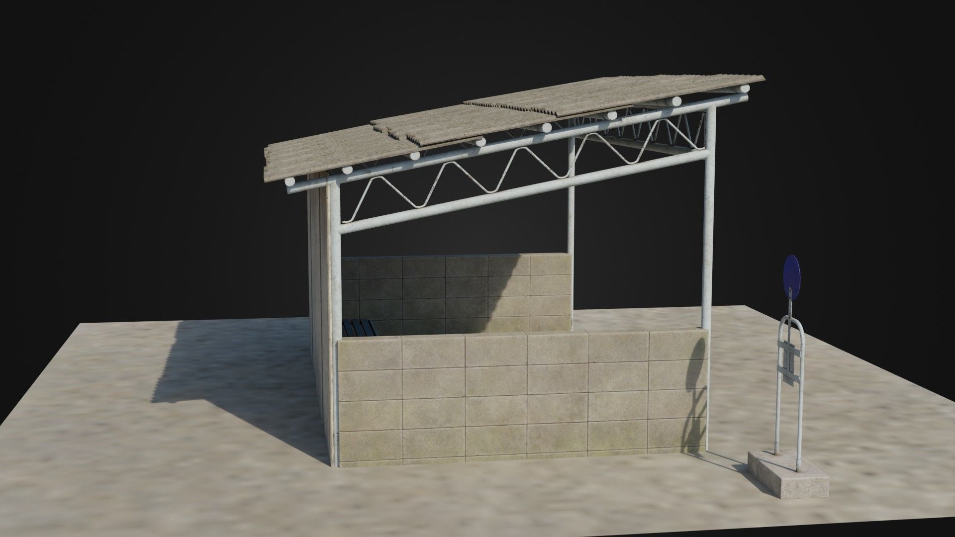 Stop Low Poly 3D model Old Japanese Bus Stop VR / AR / low-poly | CGTrader
