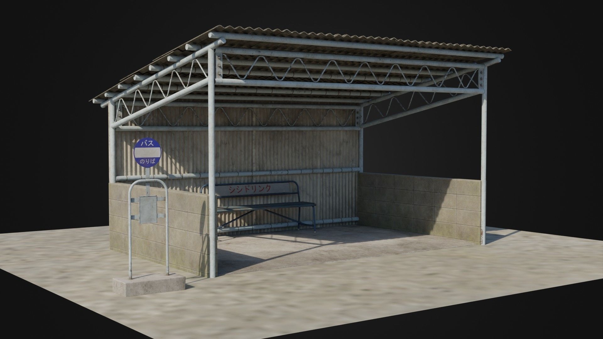 Stop Low Poly 3D model Old Japanese Bus Stop VR / AR / low-poly | CGTrader