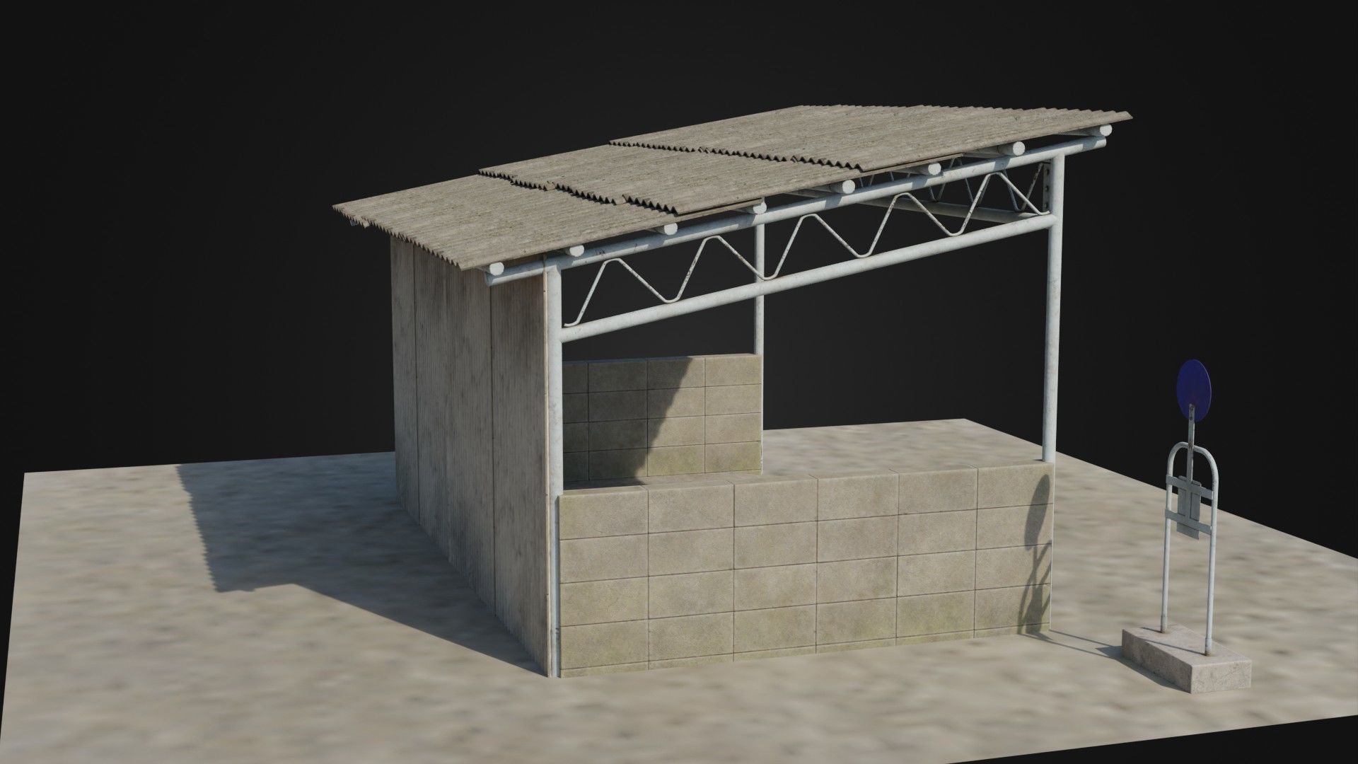 Stop Low Poly 3D model Old Japanese Bus Stop VR / AR / low-poly | CGTrader