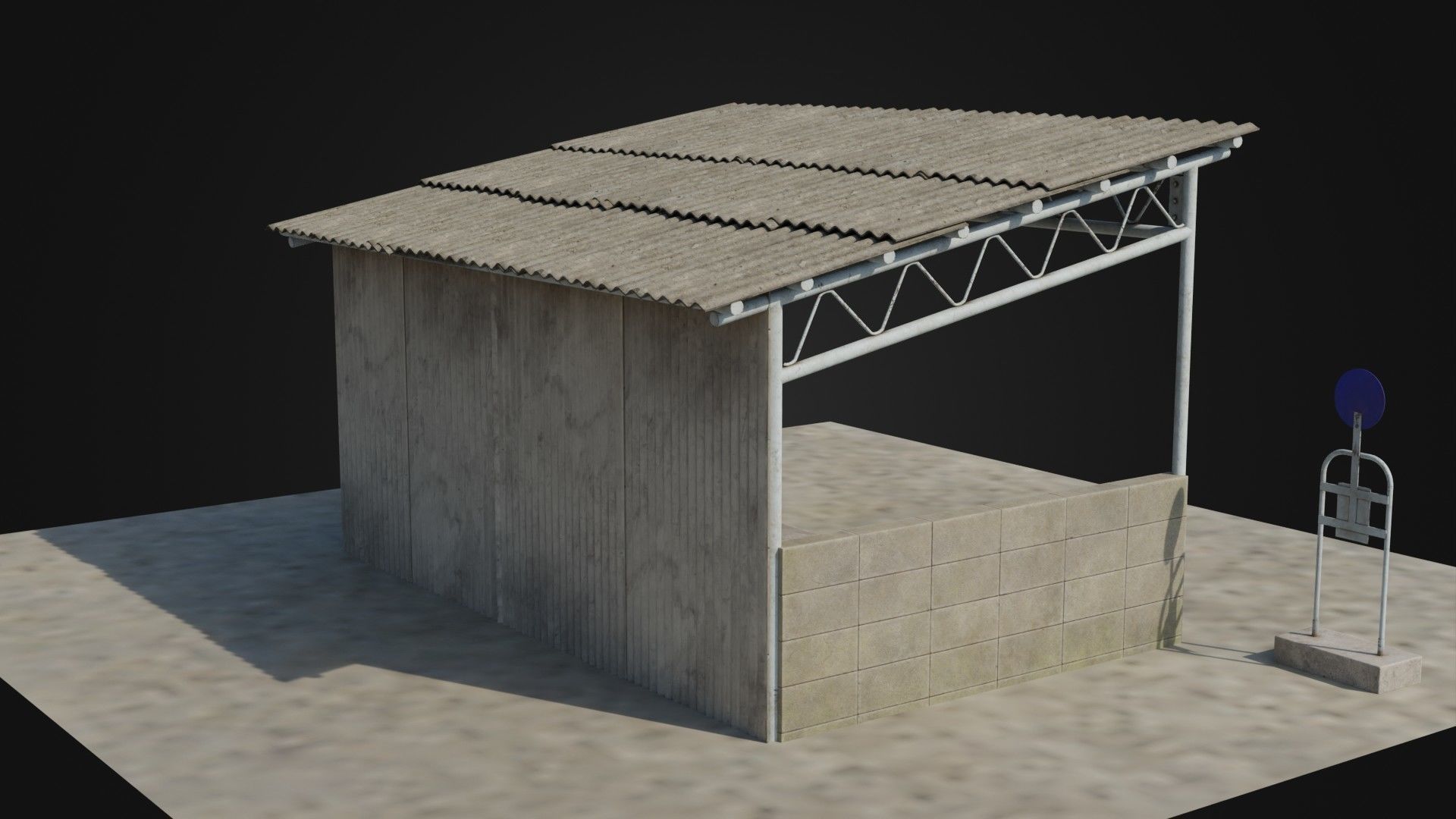 Stop Low Poly 3D model Old Japanese Bus Stop VR / AR / low-poly | CGTrader
