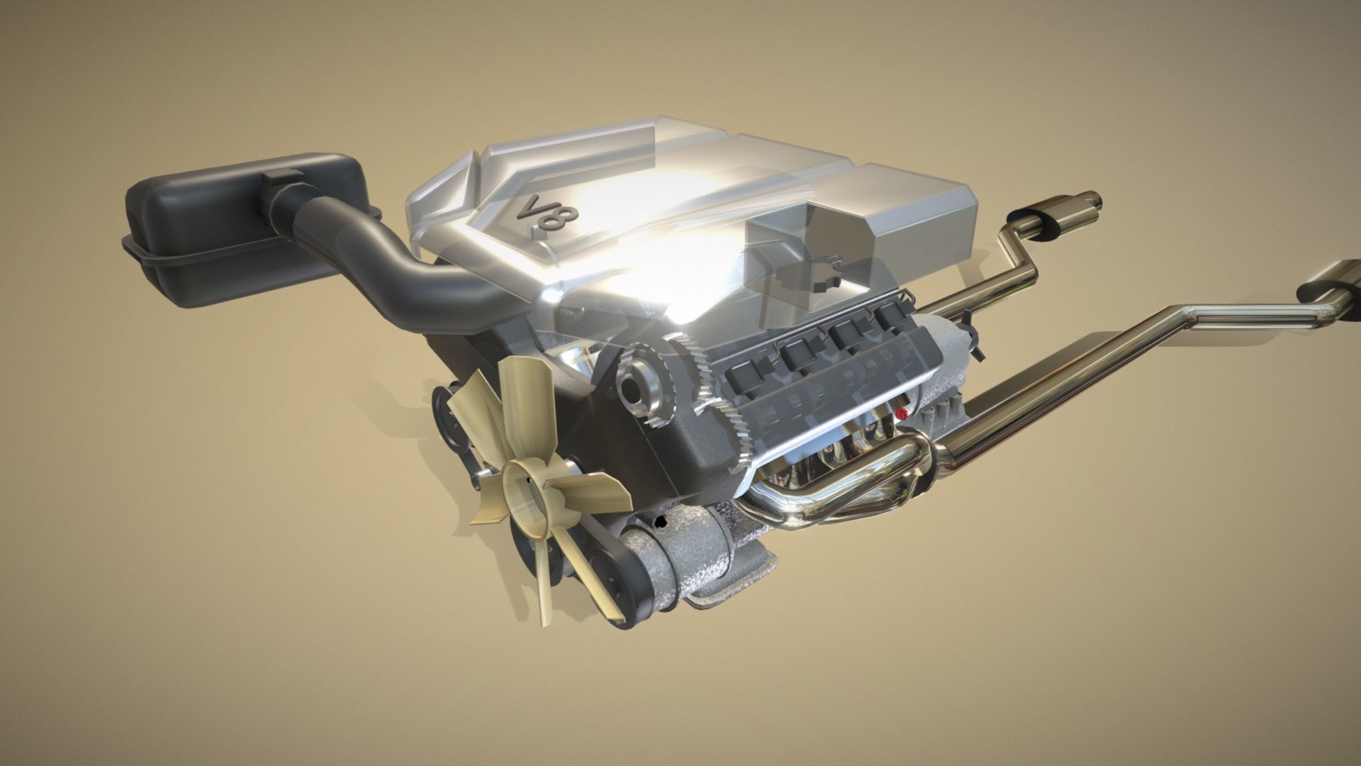 3D model Engine v8 animated VR / AR / low-poly | CGTrader