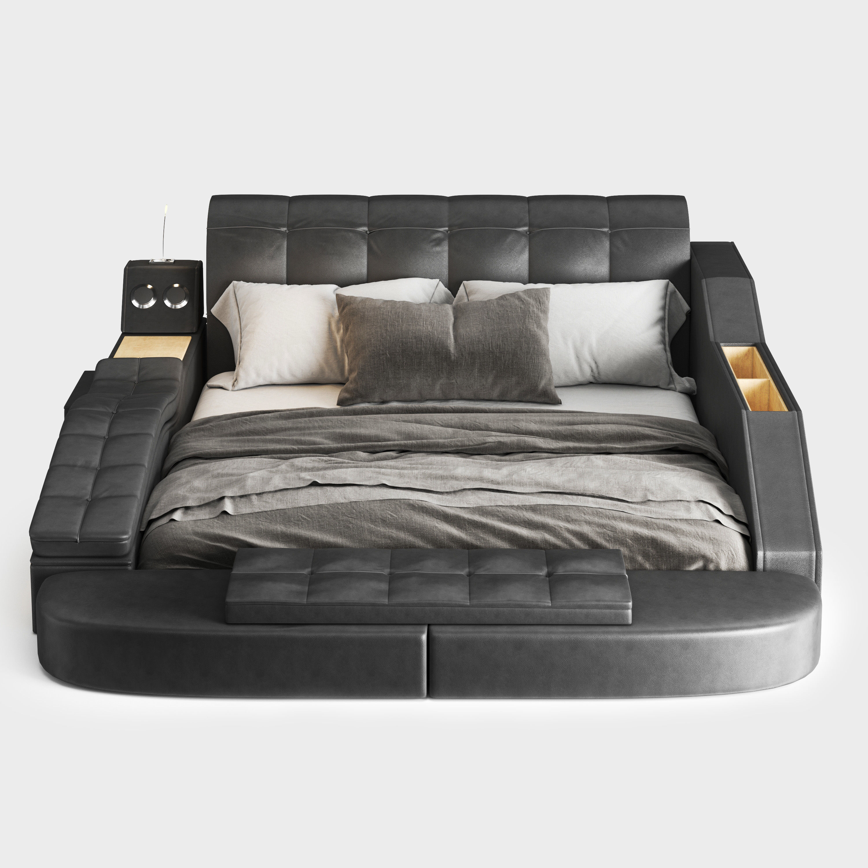 Homary Black Smart Bed King modern 3D model CGTrader