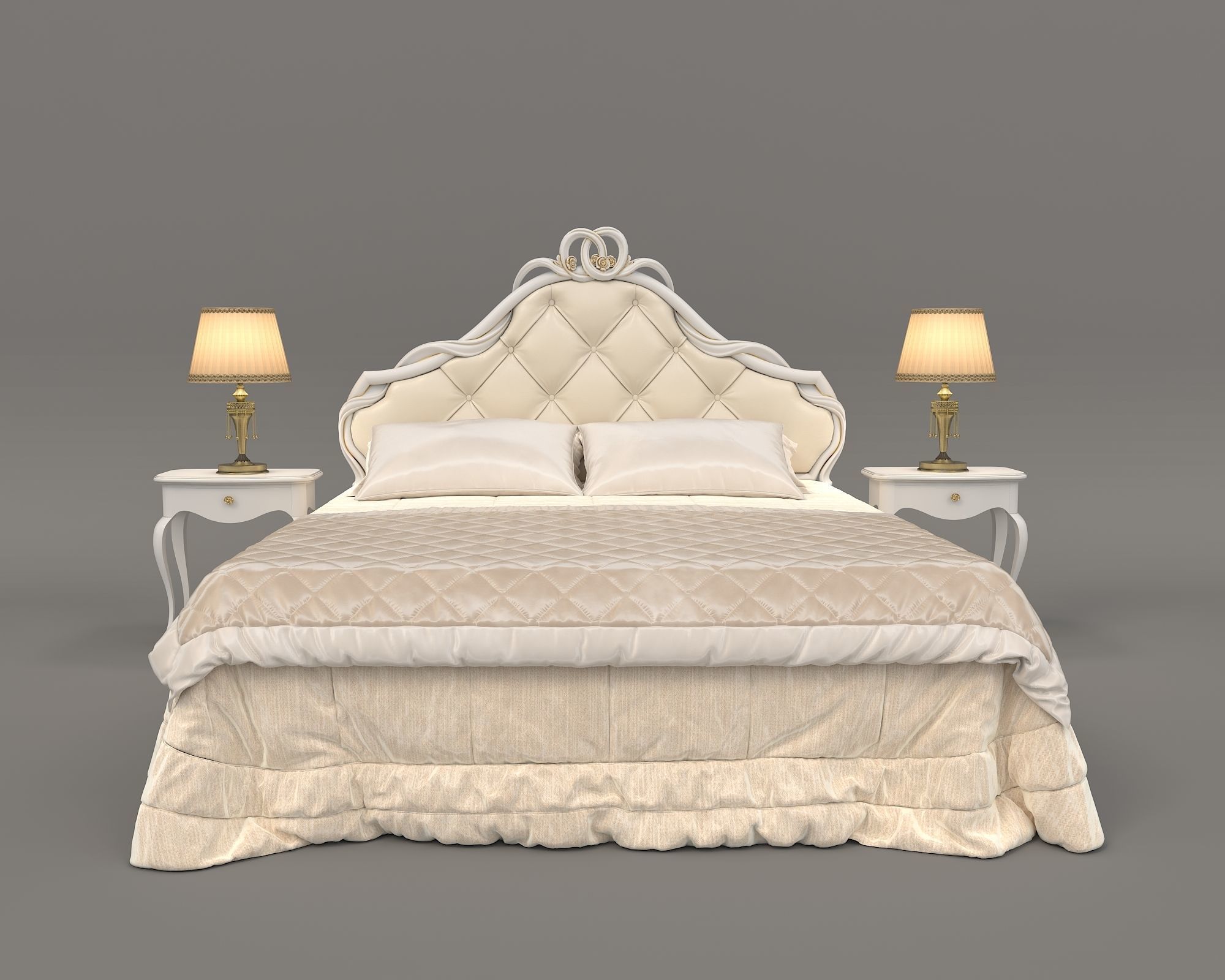 European Style Bed Set 14 3D model CGTrader