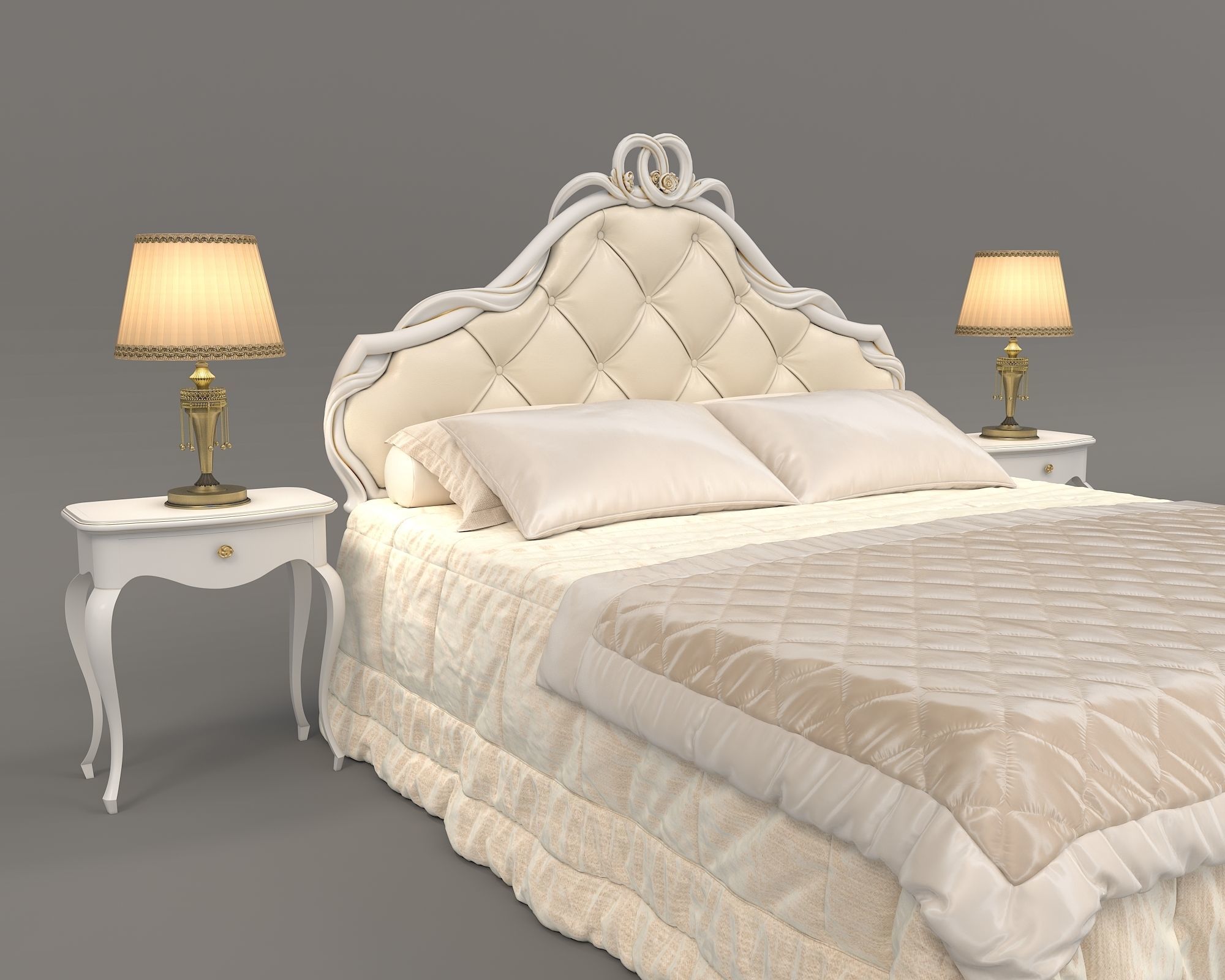 European Style Bed Set 14 3D model CGTrader