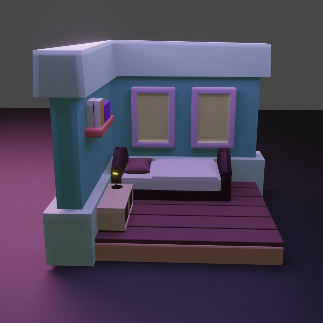 Low Poly Bedroom free 3D model | CGTrader