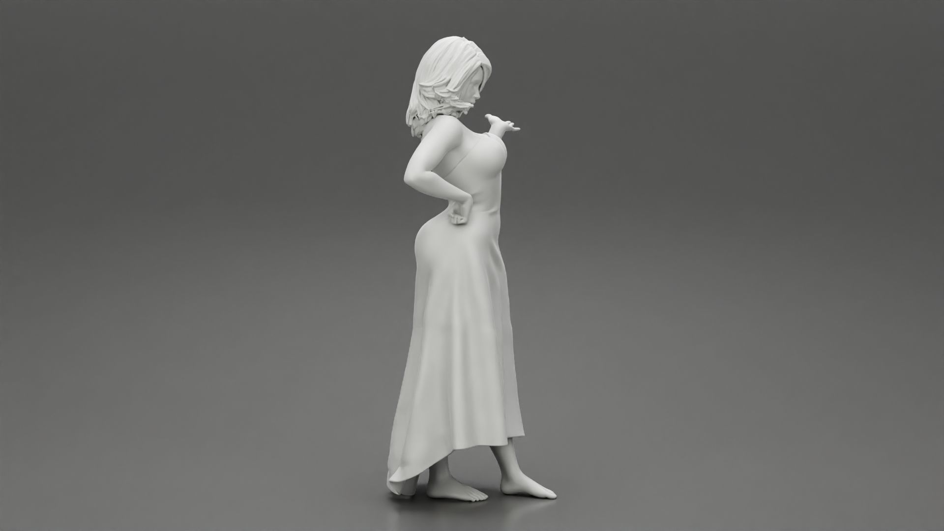 Beautiful Woman Pose in Studio in Classic Dress 3D model 3D printable ...