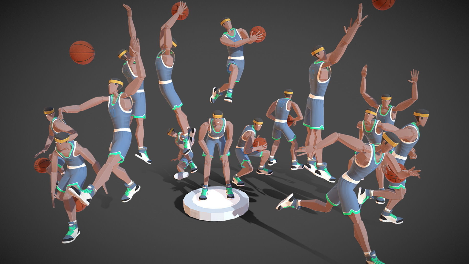 3D model Basketball8 FULL BASKETBALL ANIMATION PACK VR / AR / low-poly ...
