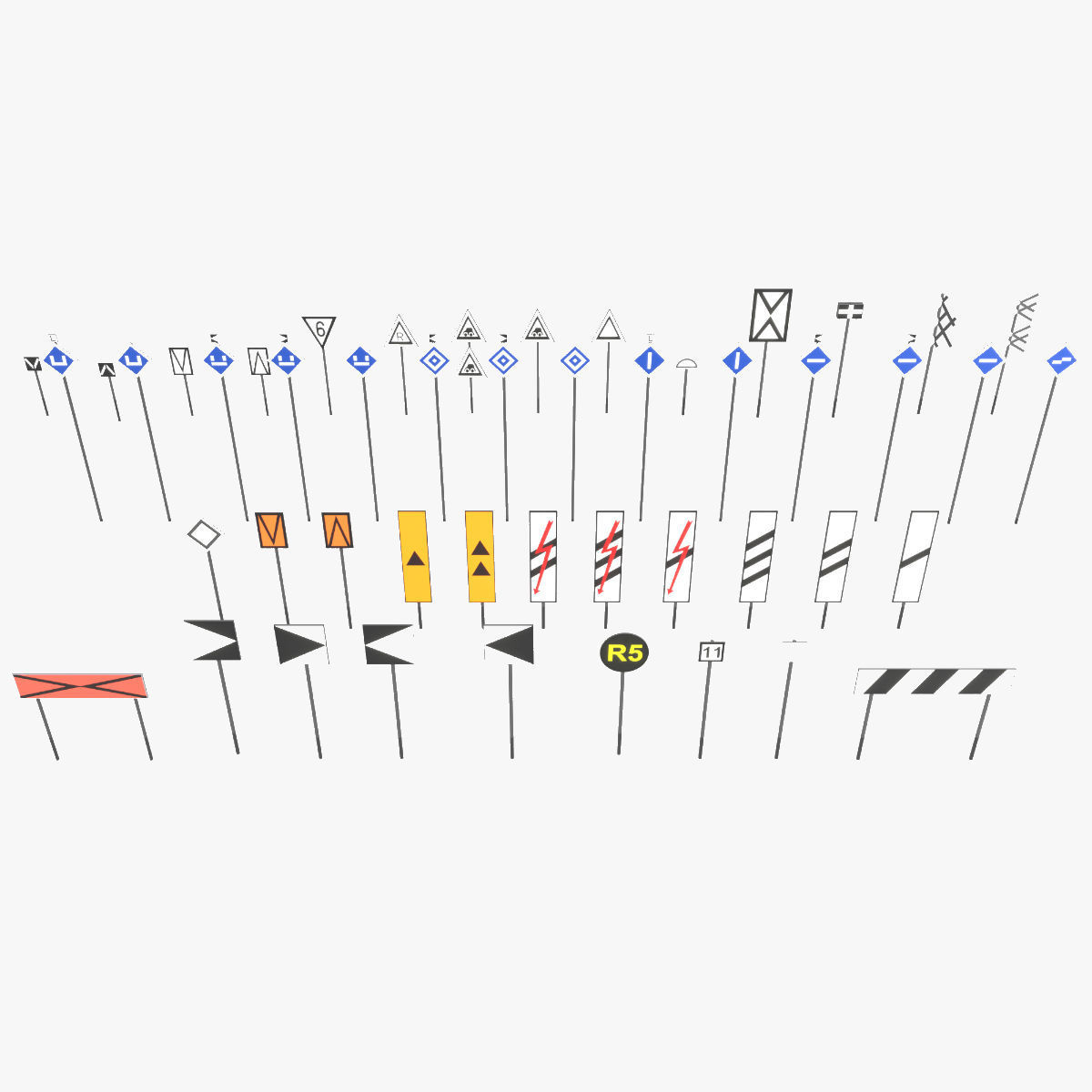 Signs With Rails Rail Signs 3D model | CGTrader