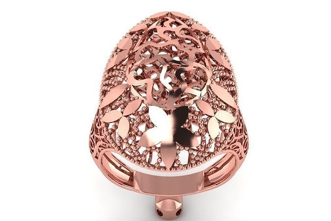Vintage Filigree Ring STL OBJ FBX Renders Details 3D model 3D printable ...