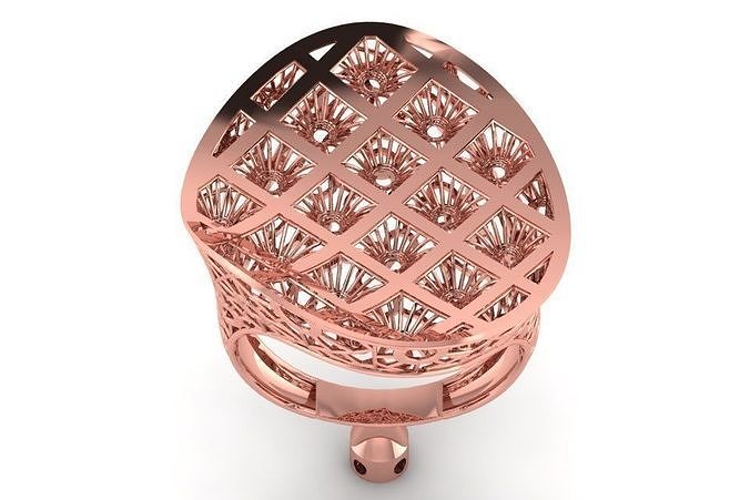 Long Filigree Ring STL OBJ FBX Renders Details 3D model 3D printable ...