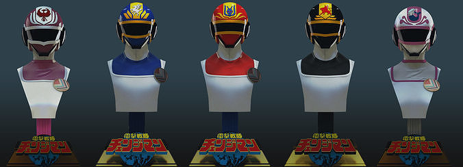 Dengeki Sentai Changeman Busts 5 Characters 3D Printable 3D Model 