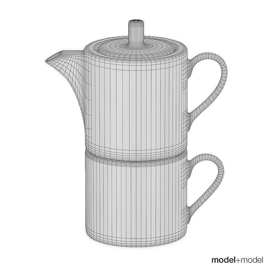 White ceramic tea collection 3D model CGTrader