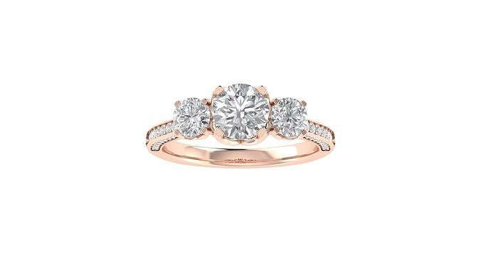 Women Round Stone Ring 3dm STL OBJ FBX Renders Details 3D model 3D ...