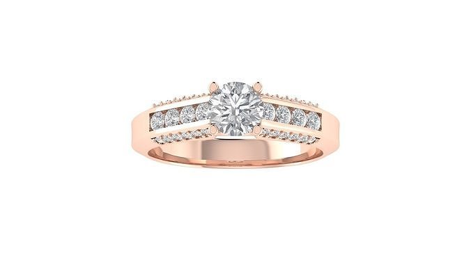 Women Engagement Round Stone Ring 3dm STL OBJ Renders Details 3D model ...