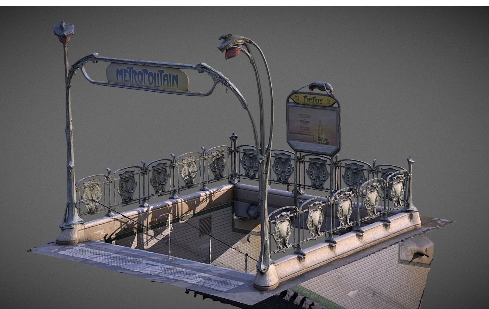 3D model Art Nouveau Subway Entrance Paris VR / AR / lowpoly CGTrader