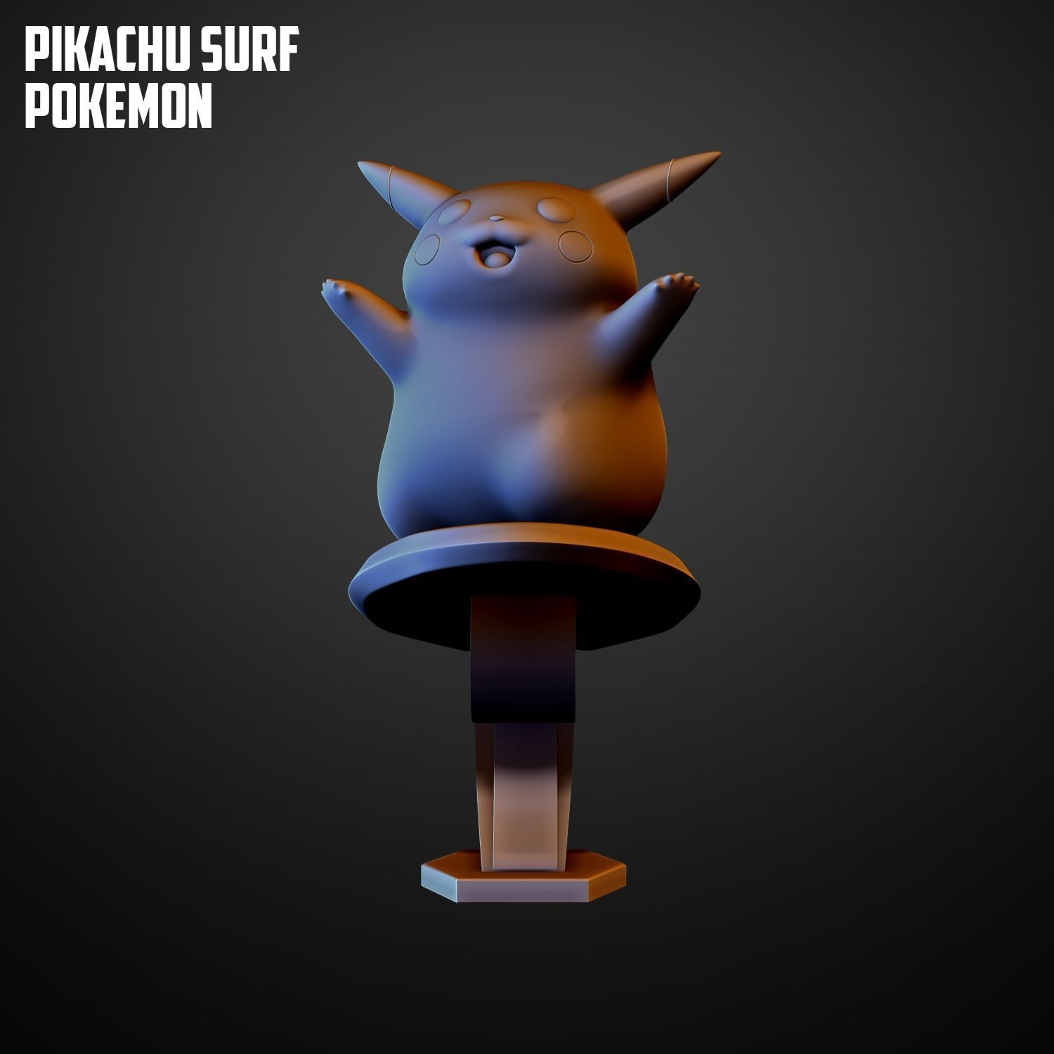 PIKACHU SURF 3D model 3D printable | CGTrader