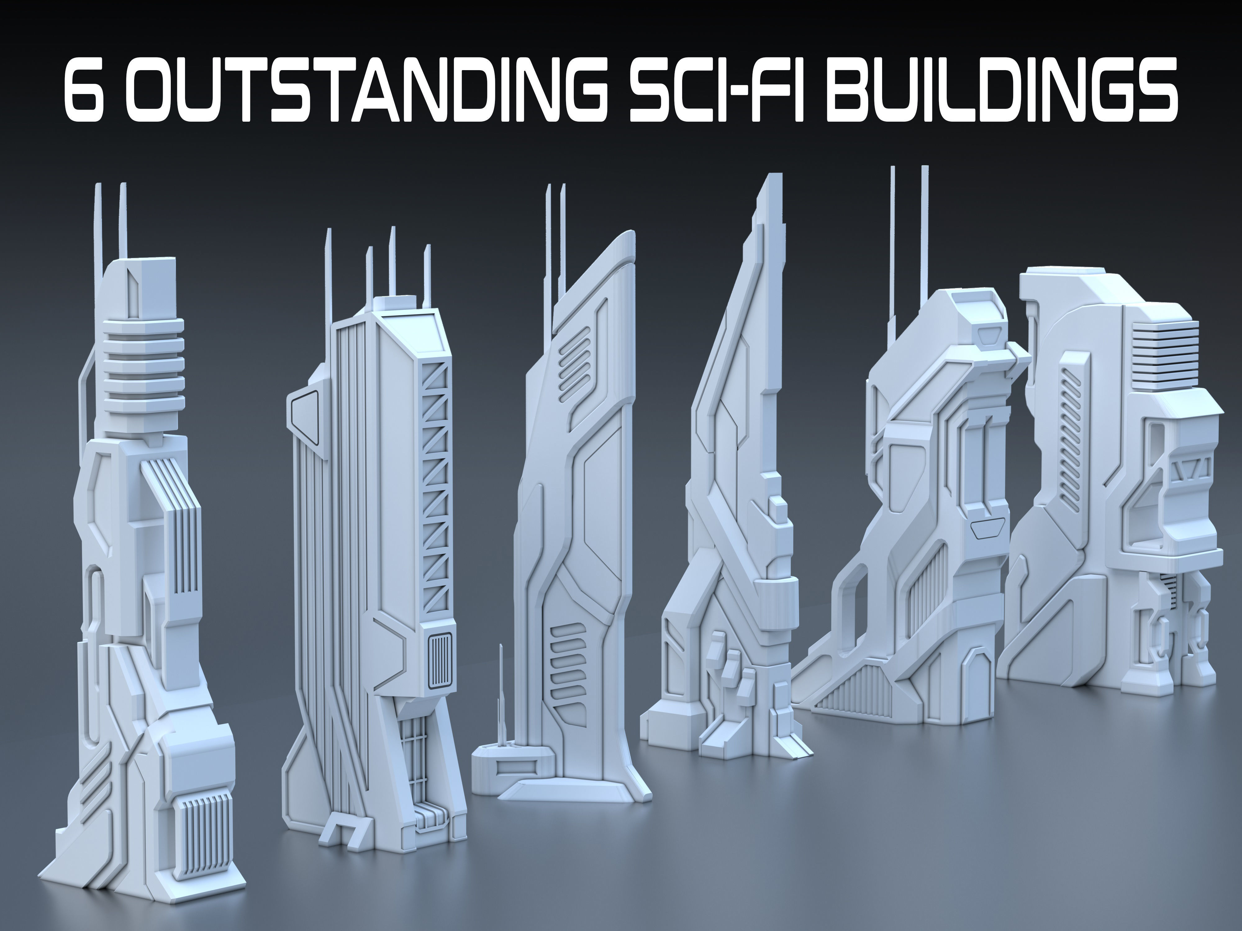 3D model Sci Fi Building Pack - 6 Futuristic Skyscraper Architecture ...