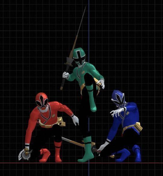 Samurai Power Rangers Male Pack 3D model rigged | CGTrader