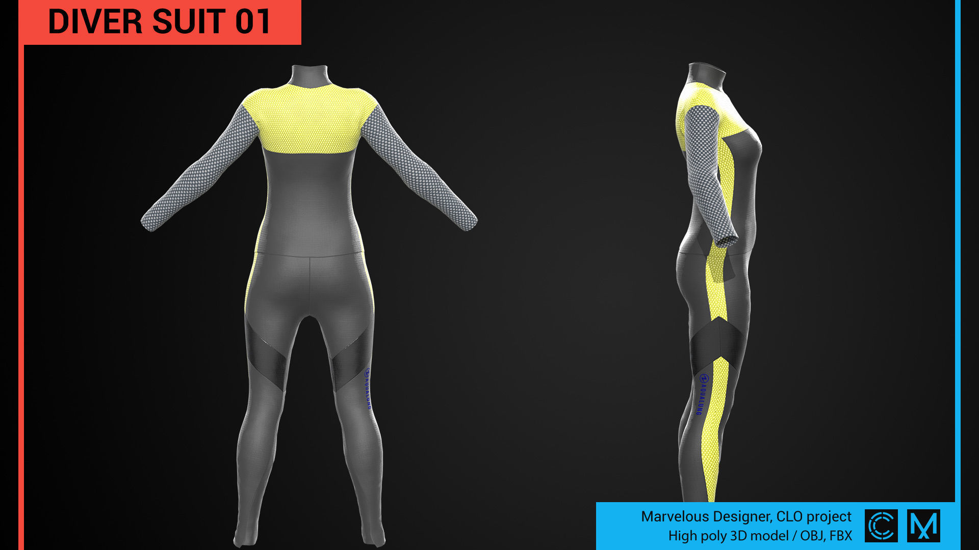 Diver suit 01 Marvelous Designer CLO project 3D model | CGTrader