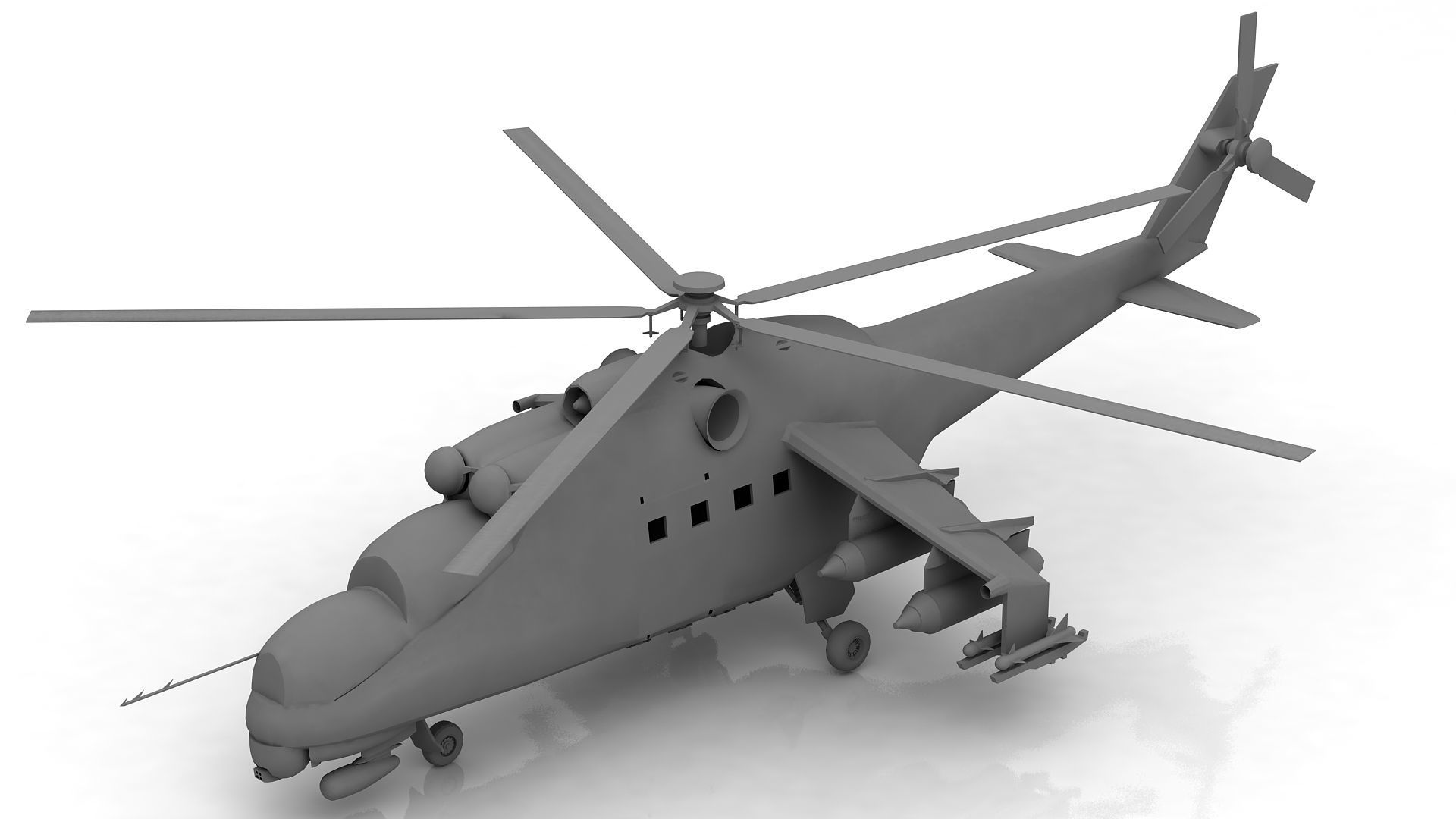 Russian Attack Helicopter Mil Mi24B 3D model 3D model CGTrader
