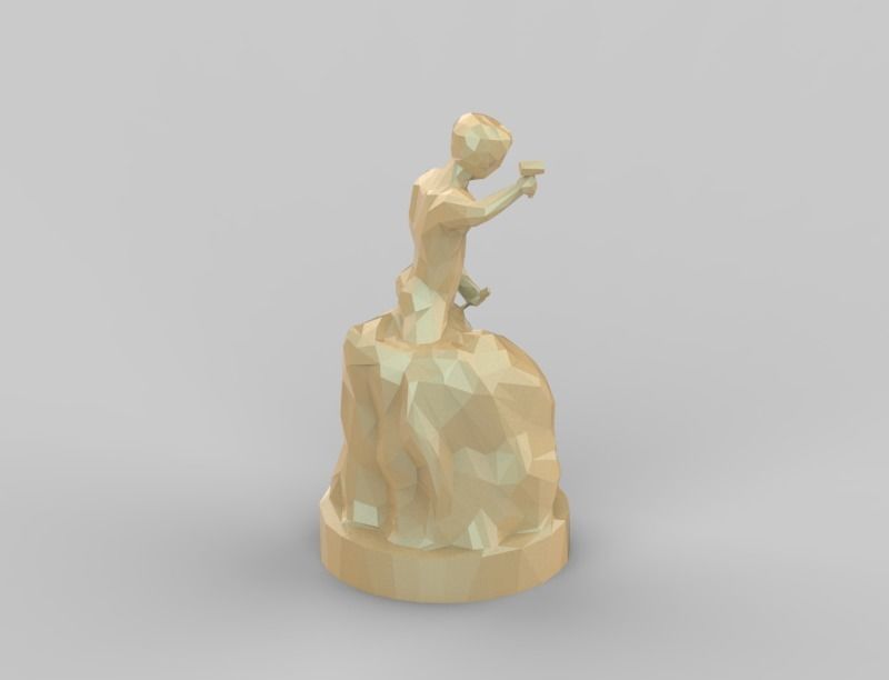 Polygonal Man Carving Himself Statue free 3D model 3D printable CGTrader