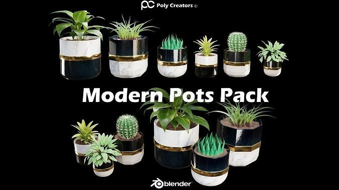 3D model Modern Pots Pack VR / AR / low-poly | CGTrader