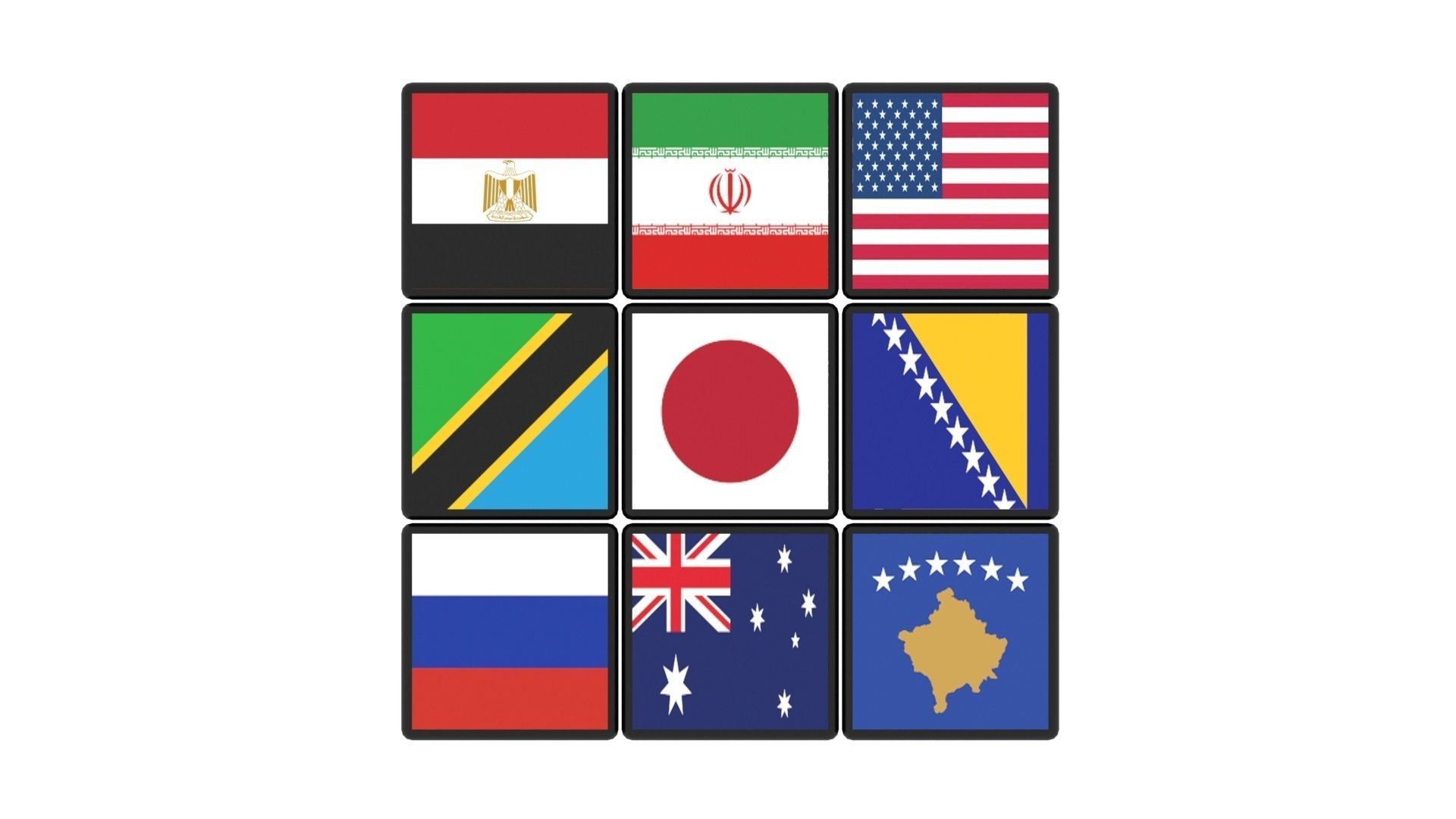 Rubiks Cube With Flags 3D model CGTrader