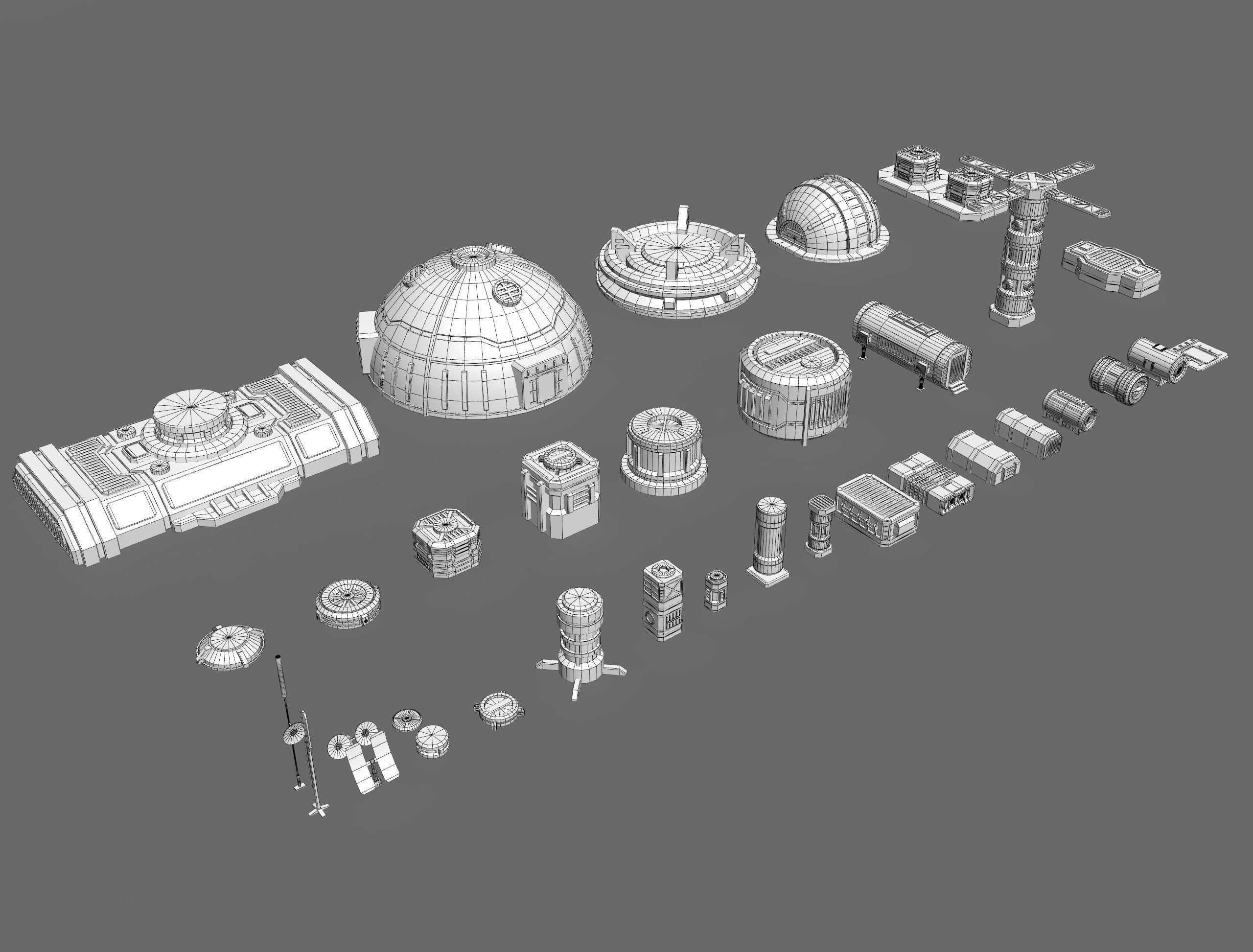 sci fi industrial objects 3 3D model | CGTrader