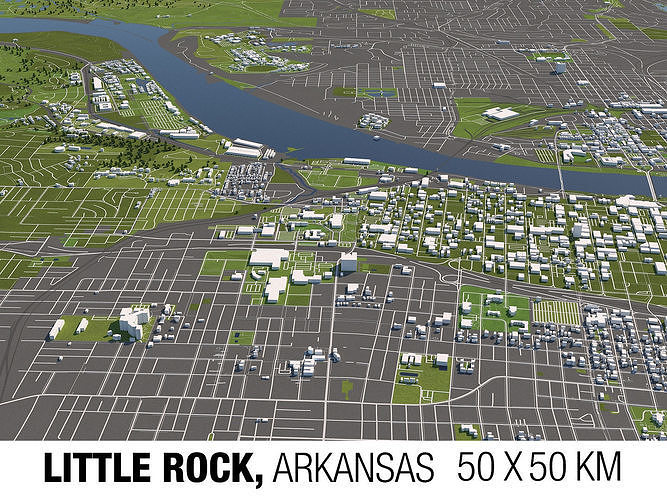 Little Rock Arkansas USA 50x50km - Little Rock Arkansas Usa 50x50km 3d City Map 3d Model 07b435182c