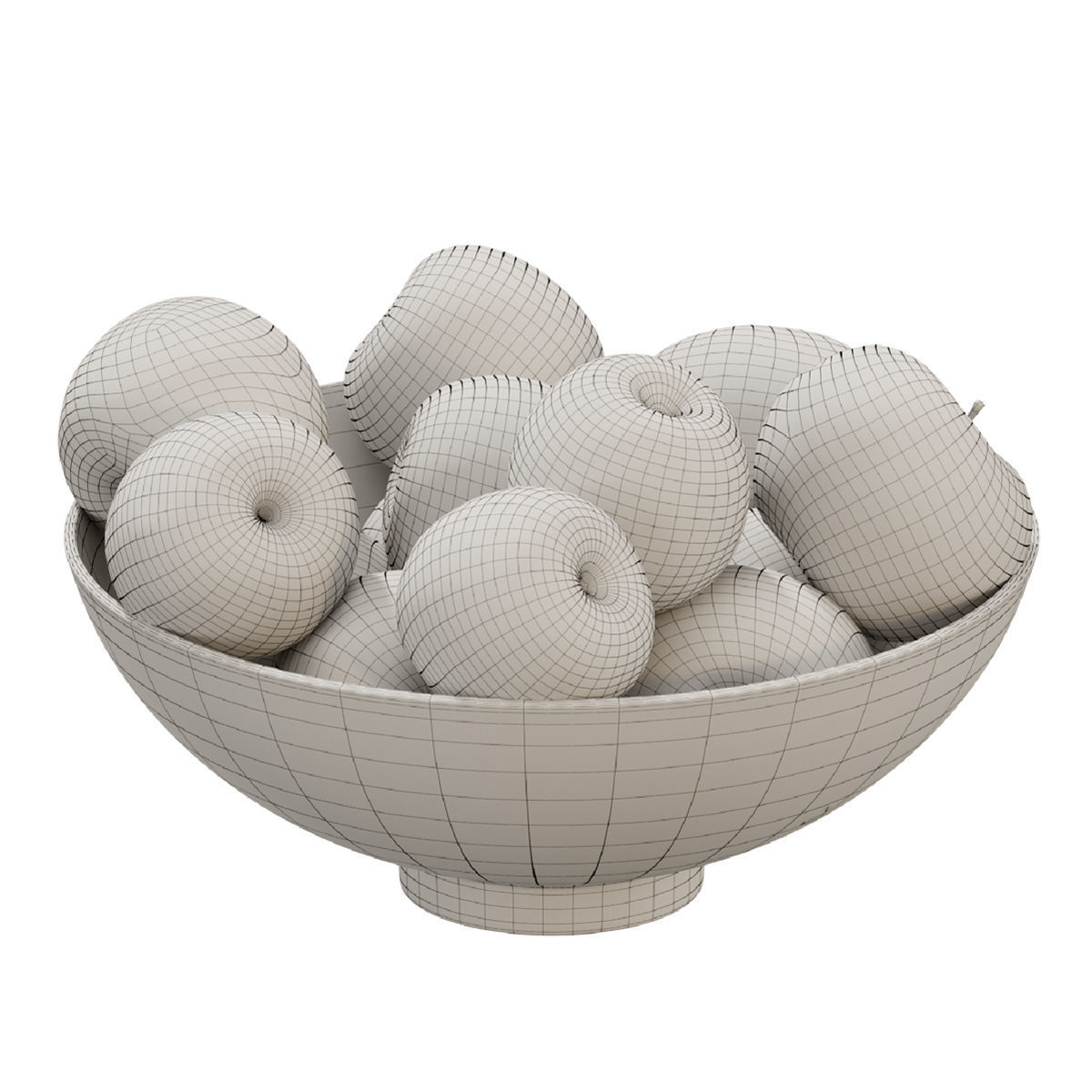 Glass footed fruit bowl set 18 3D model CGTrader