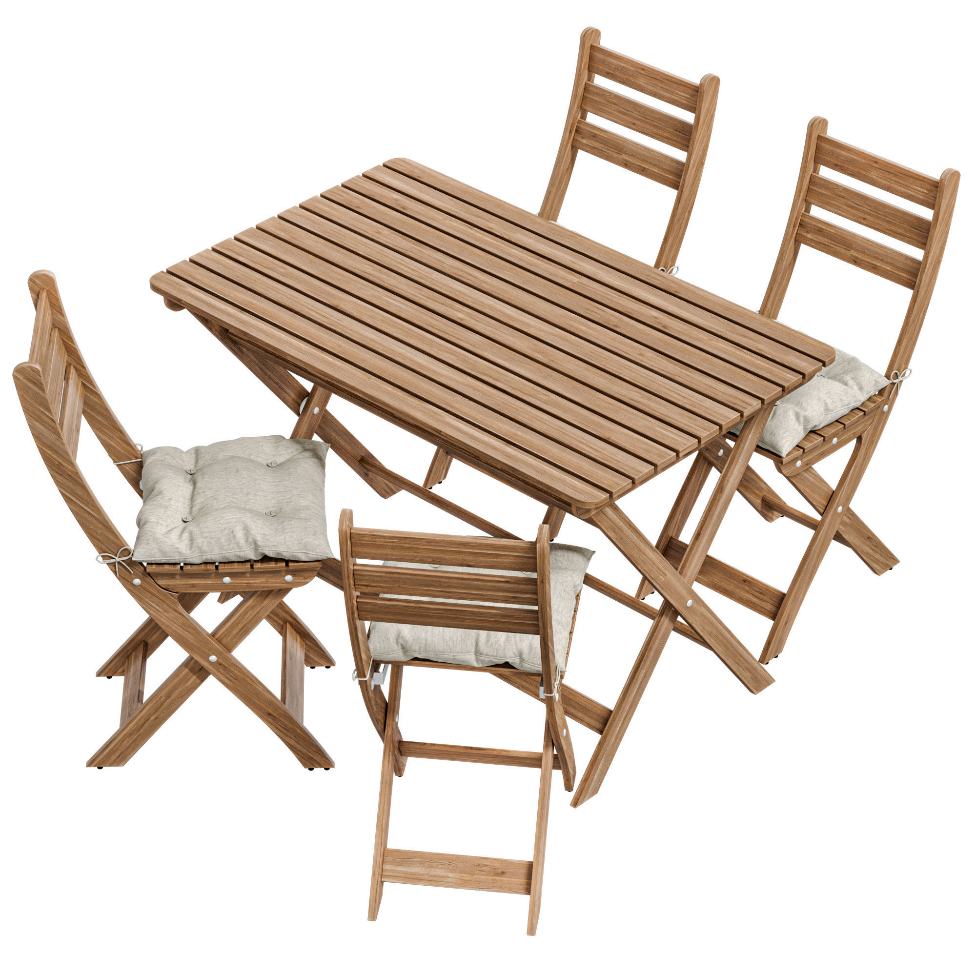 ASKHOLMEN Table 4 outdoor chairs with cushion 3D model CGTrader