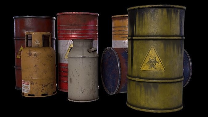 Barrels pack Low-poly 3D model