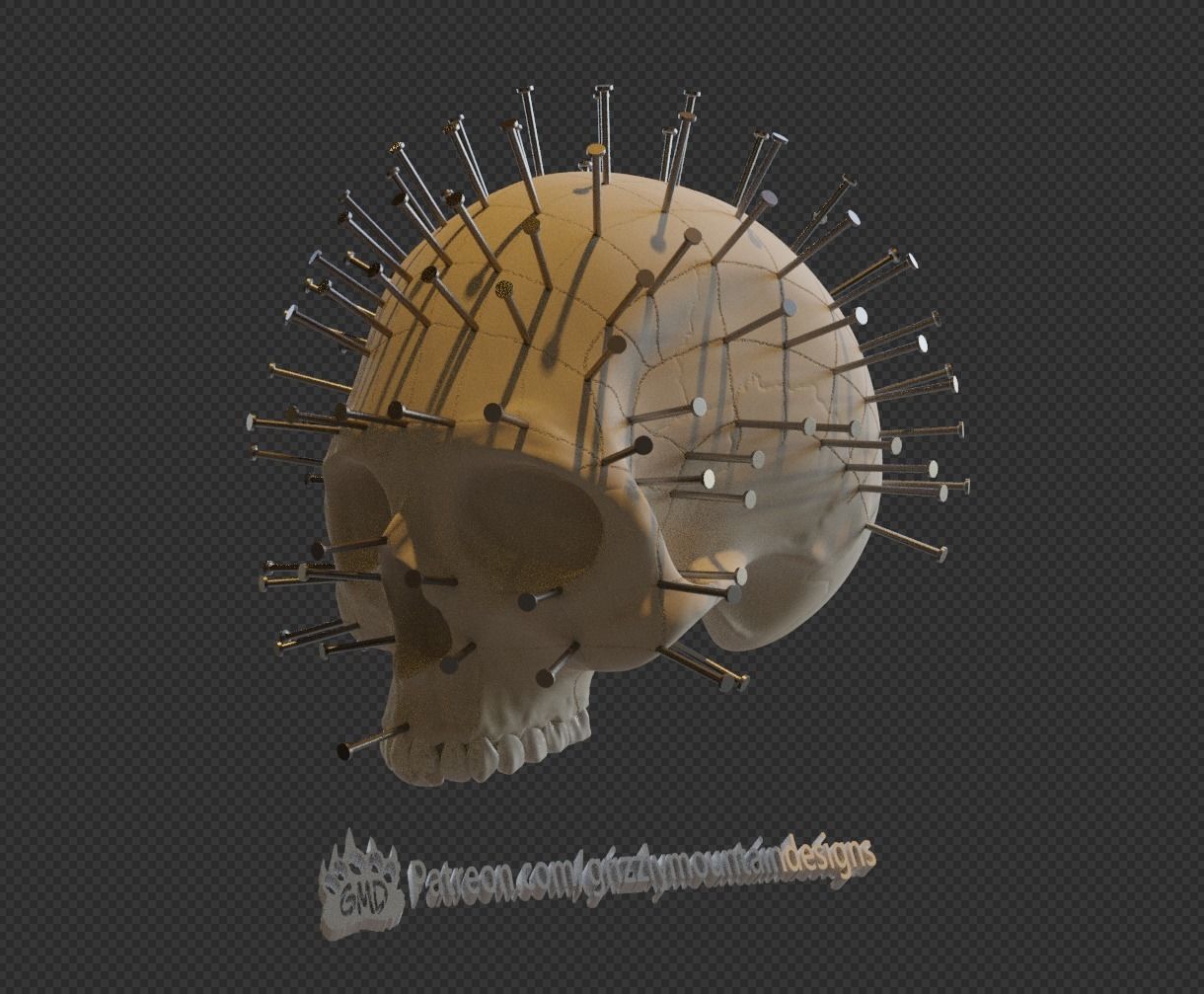 Hellraiser Pinhead style skull with nails ready to print 3D model 3D