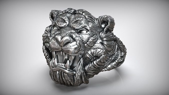 Tiger Head Nature Animal Ring 3D print model