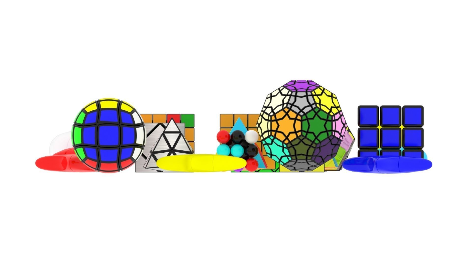 Different Type of Rubiks Cube Collection 3D model | CGTrader