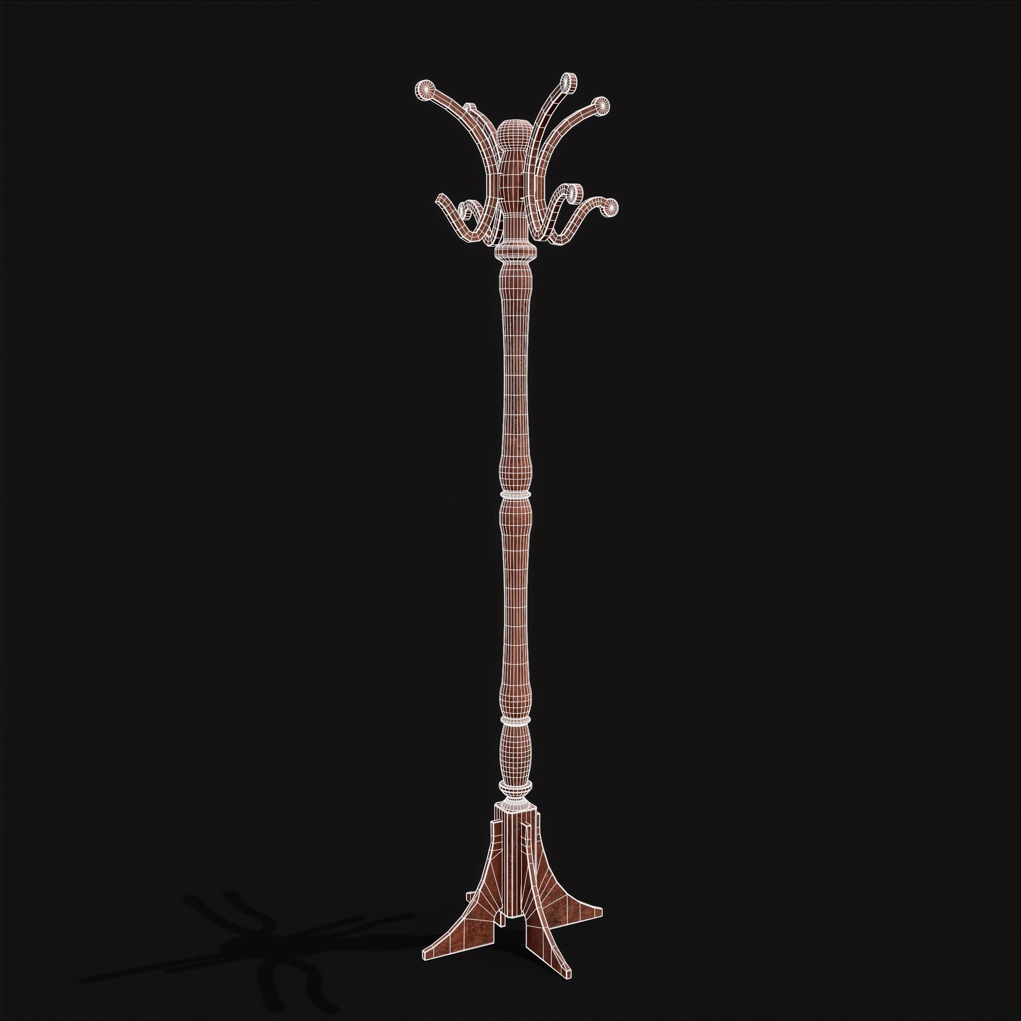 3D model Ornate Wooden Coat Rack VR / AR / lowpoly CGTrader