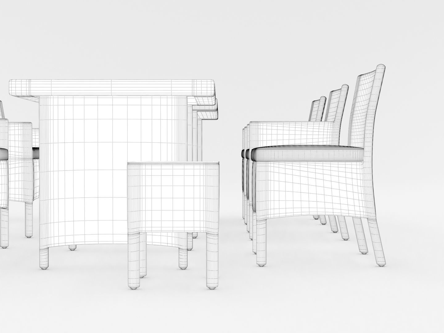Rattan Garden Furniture Set 002 3D model CGTrader