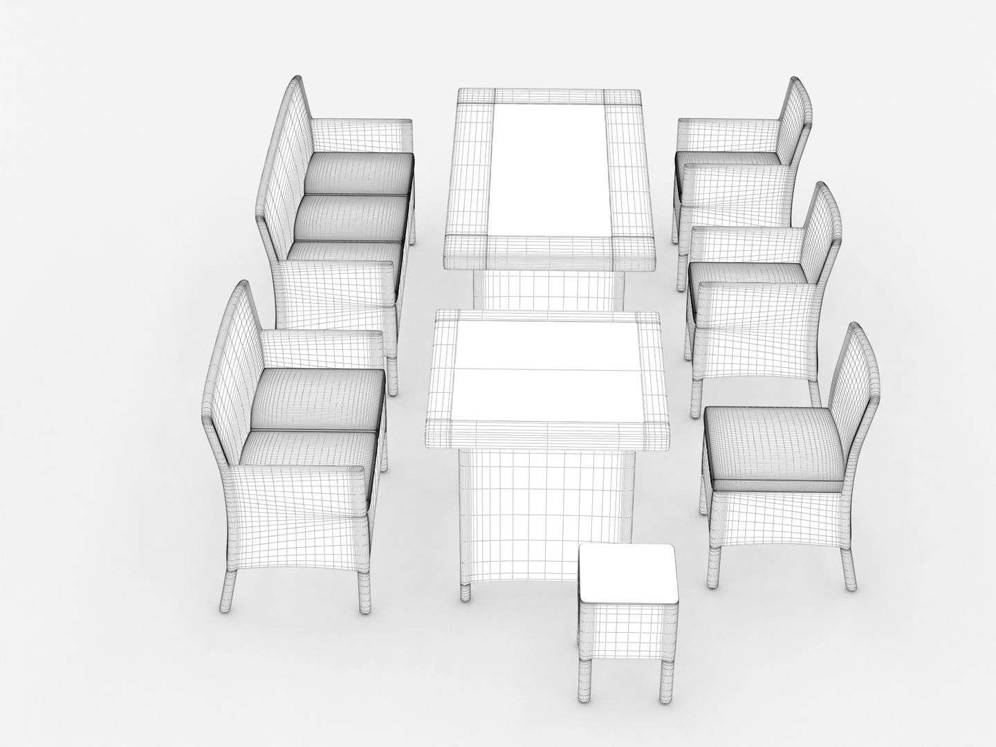 Rattan Garden Furniture Set 002 3D model CGTrader