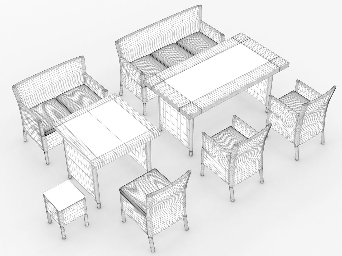 Rattan Garden Furniture Set 002 3D model CGTrader