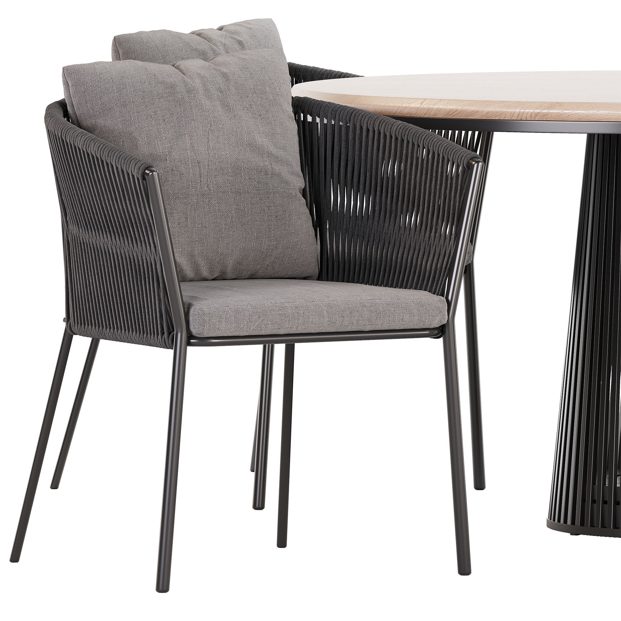 Porto Dining Chair by burkedecor and Grid table by solpuri 3D model