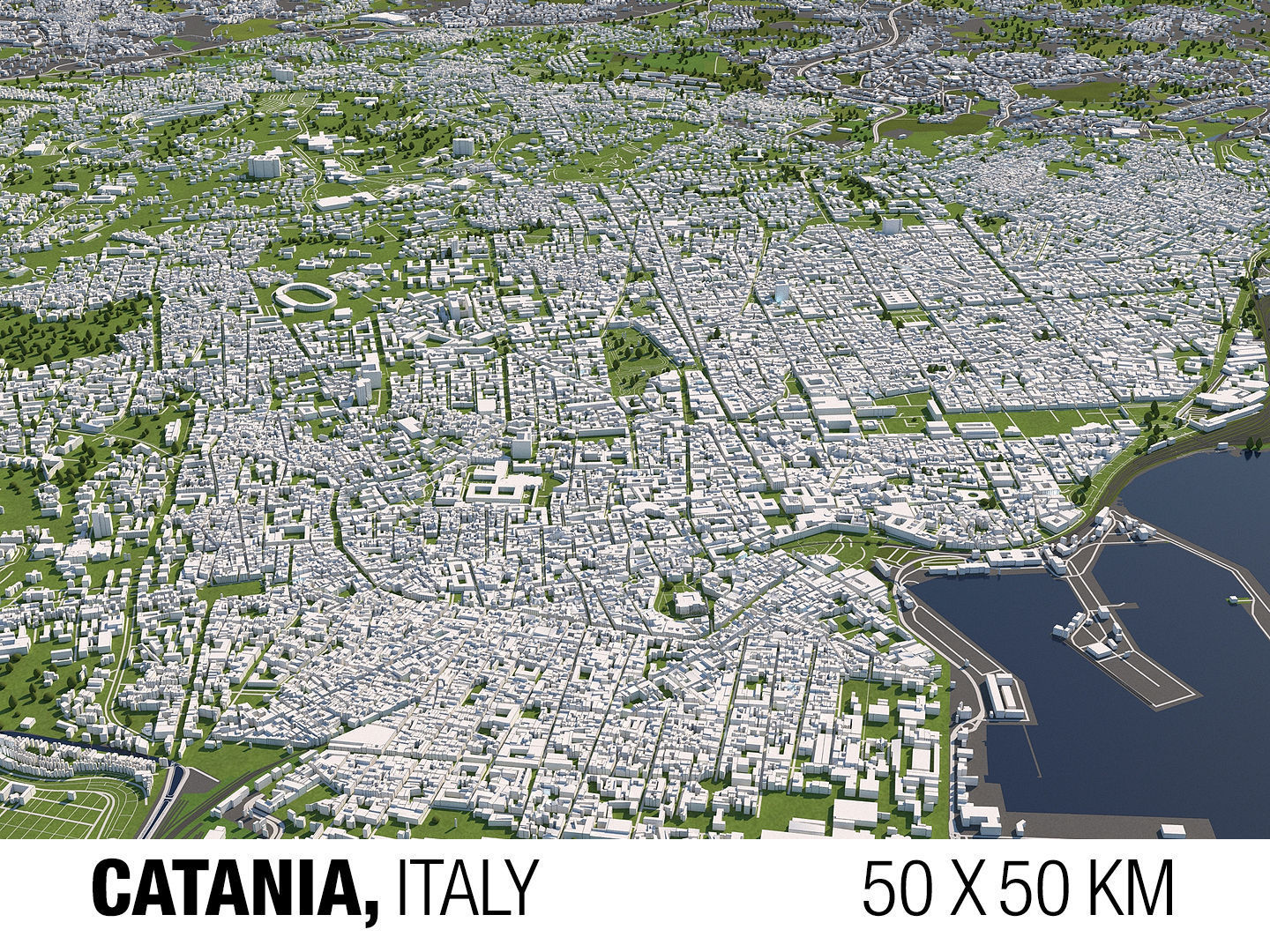 Catania Italy 50x50km City Map - Catania Italy 50x50km City Map 3d Model 3d Model 56b14ec72a