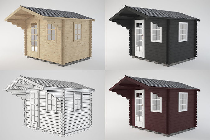 Wooden garden shed3 3D model