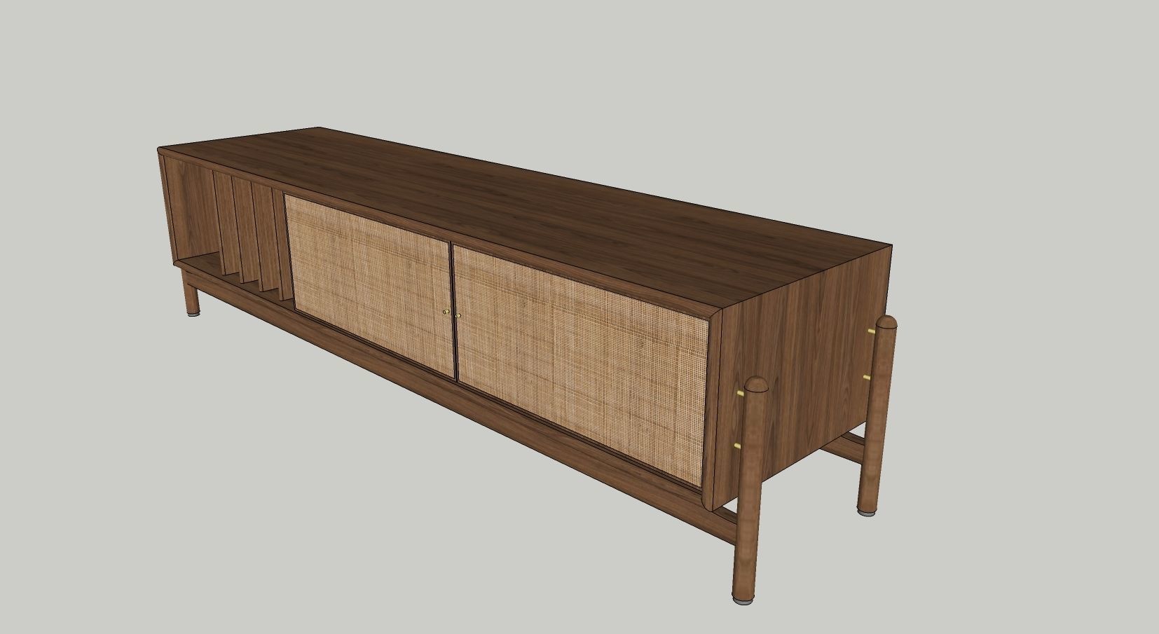 Wooden Cane TV Unit Sketchup Model Download 3D model CGTrader