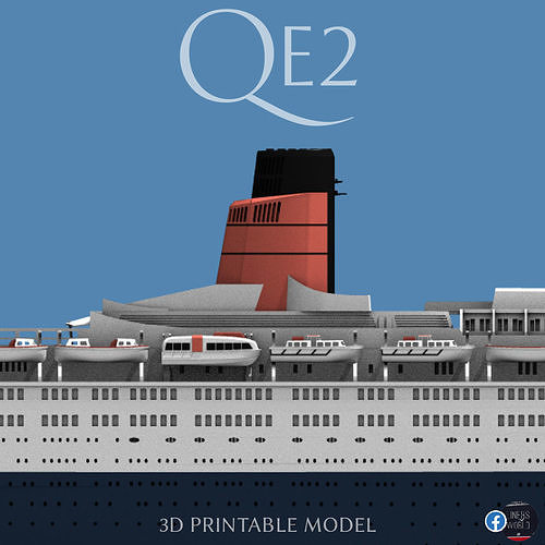 Qe2 Model RMS Queen Elizabeth 2 QE2 ocean liner 3D print model as of 2008 3D ...