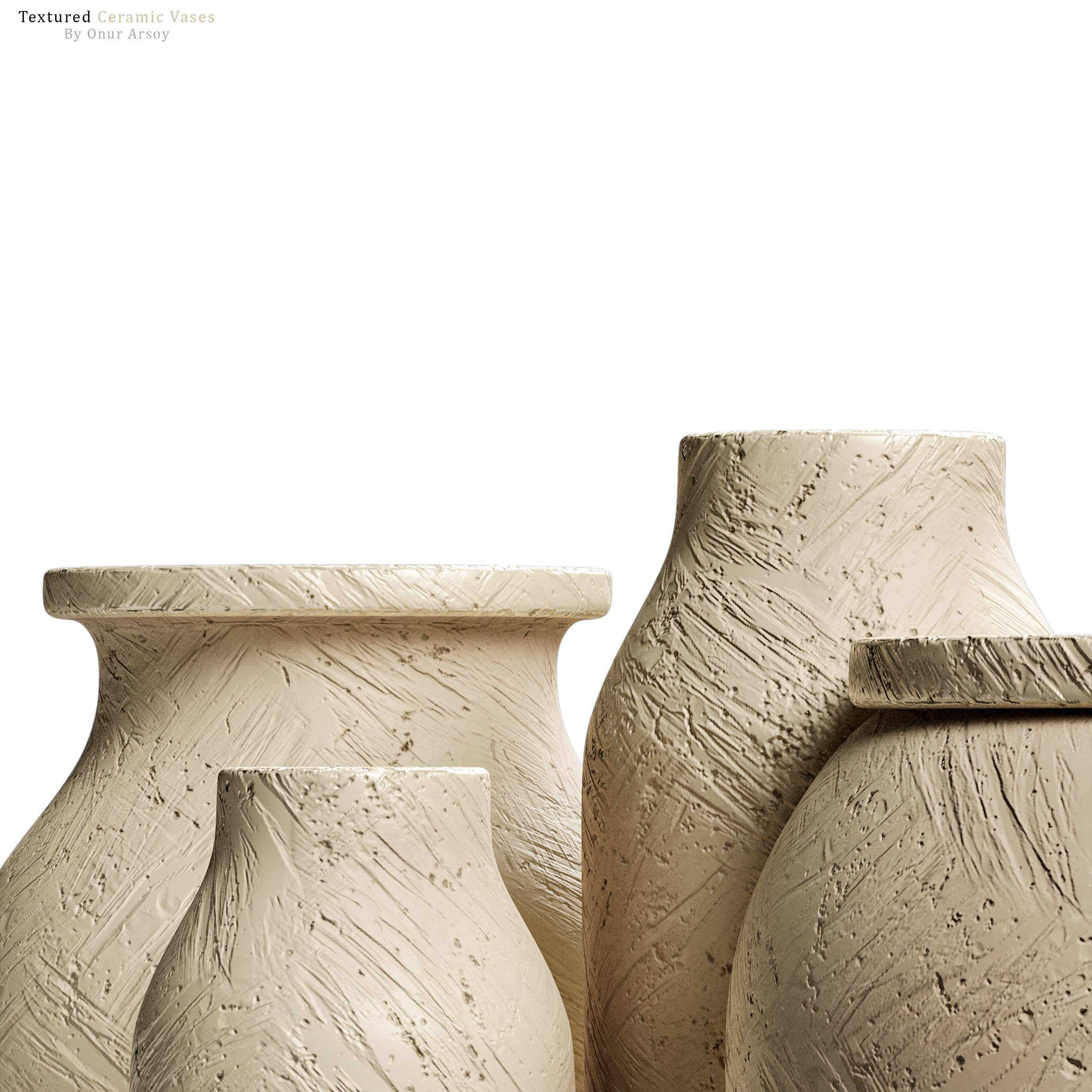Zara Home Textured Ceramic Vase Set 3D model CGTrader