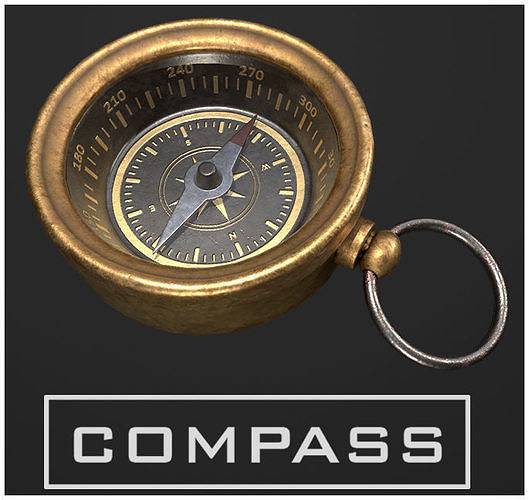 3D model compass gold VR / AR / lowpoly CGTrader