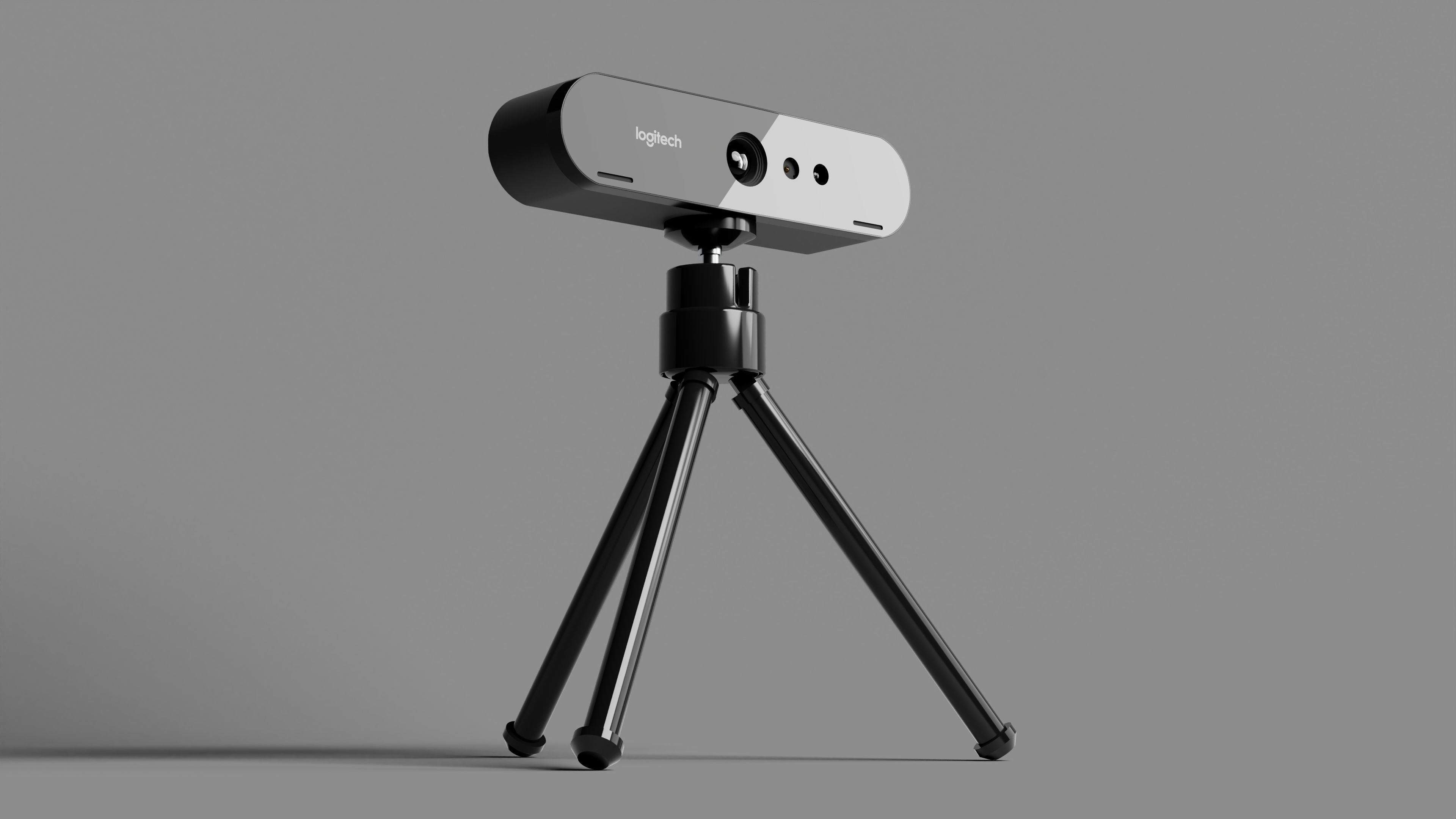 3D model Logitech BRIO UHD 4K cam and Tripod VR / AR / lowpoly