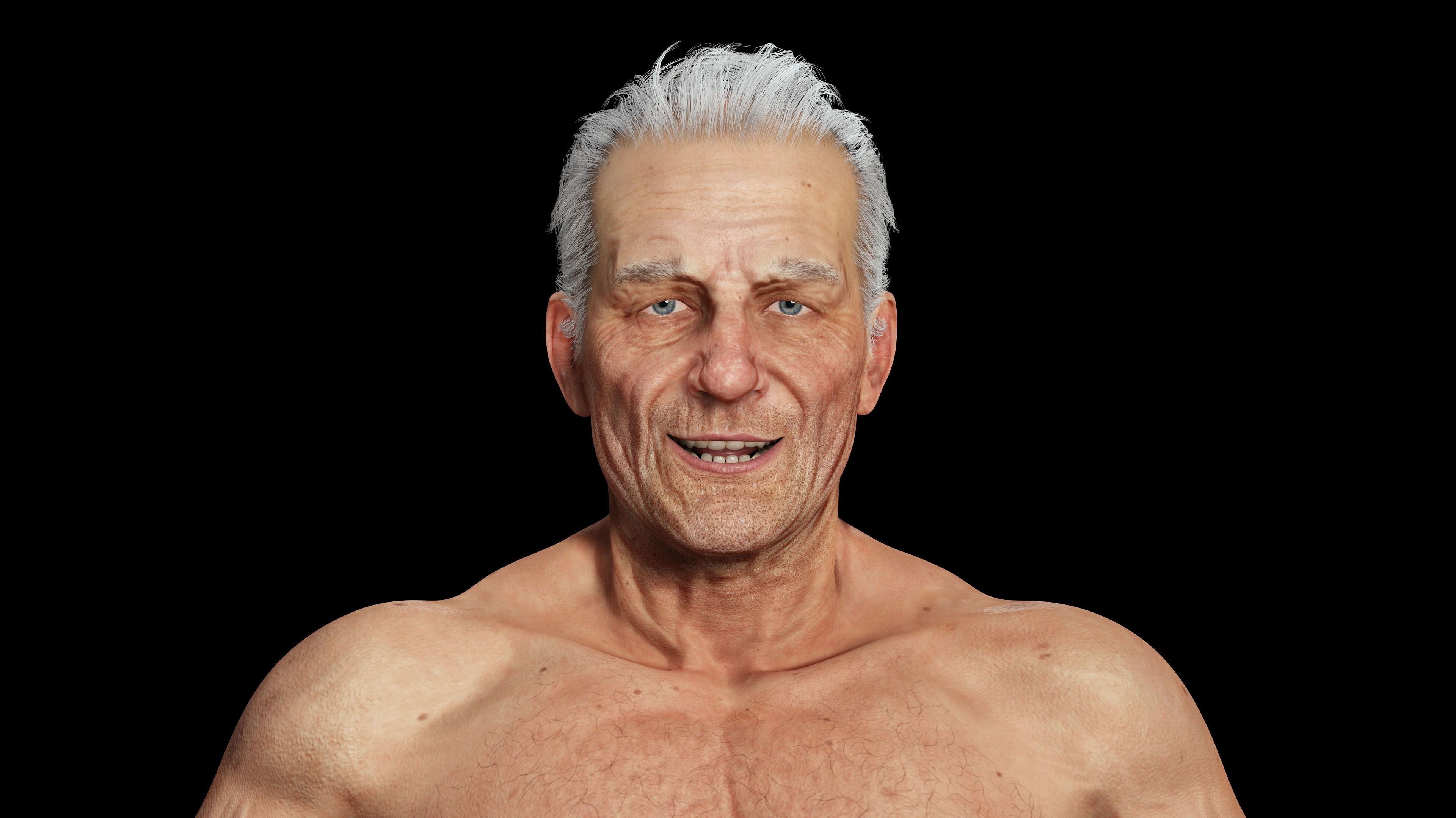 3D Model Realistic Old Man VR AR Low poly CGTrader