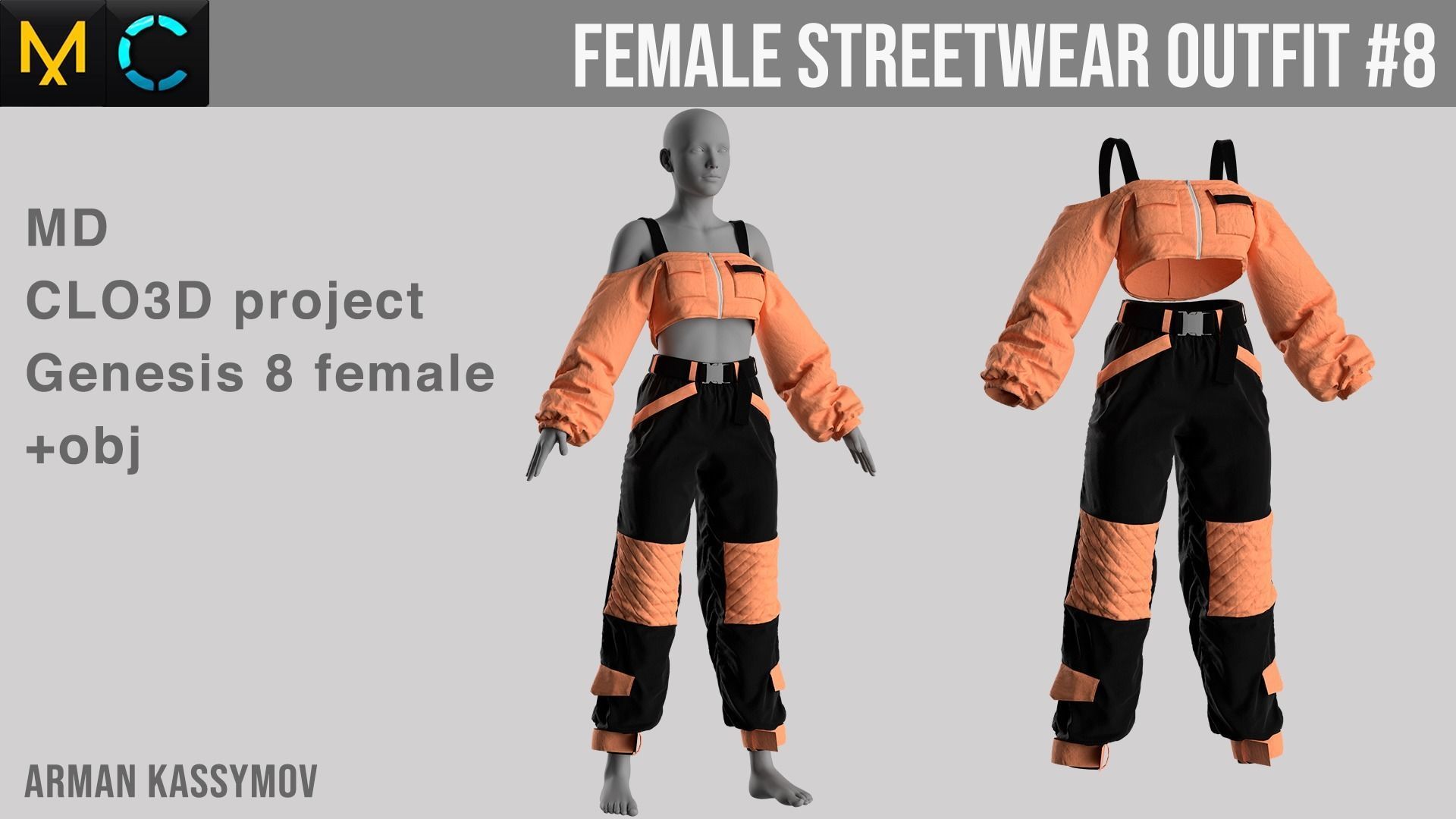Female StreetWear Outfit Marvelous Designer Project 3D model 3D model ...