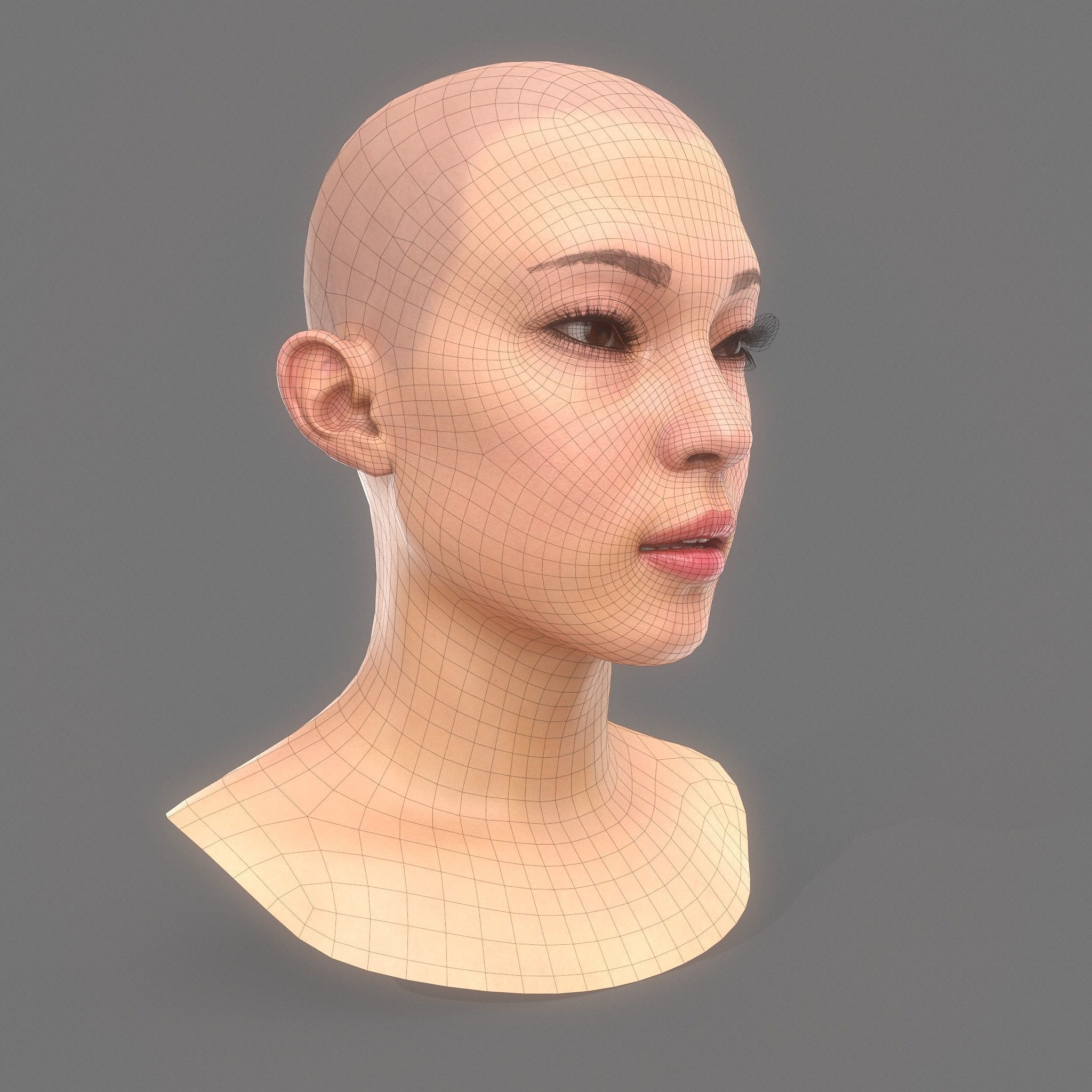3D model Asian Girl Head Game Ready VR / AR / lowpoly CGTrader